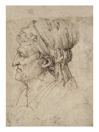 Tête De Femme Âgée, Une Étoffe Nouée Sur La Tête by Léonard De Vinci Pricing Limited Edition Print image