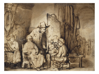 Peintre Dans Son Atelier Peignant Le Portrait D'un Couple by Rembrandt Van Rijn Pricing Limited Edition Print image