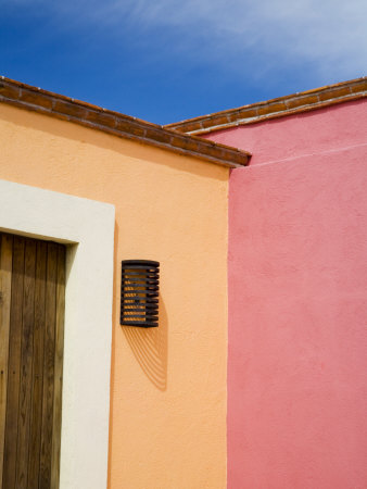 Two Colorful Houses, San Miguel De Allende, Guanajuato State, Mexico by Julie Eggers Pricing Limited Edition Print image
