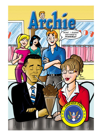 Archie Comics Cover: Archie #616 Barack Obama And Sarah Palin Campaign Pains Part 1 by Dan Parent Pricing Limited Edition Print image