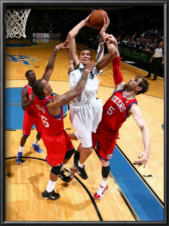 Philadelphia 76Ers V Washington Wizards: Javale Mcgee, Marreese Speights And Andres Nocioni by Ned Dishman Pricing Limited Edition Print image