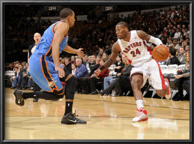 Oklahoma City Thunder V Toronto Raptors: Sonny Weems And Thabo Sefolosha by Ron Turenne Pricing Limited Edition Print image