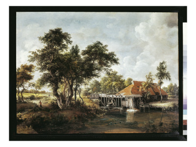 The Watermill With The Great Read Roof by Meindert Hobbema Pricing Limited Edition Print image