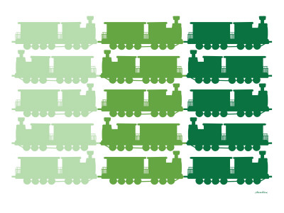 Green Trains Pattern by Avalisa Pricing Limited Edition Print image
