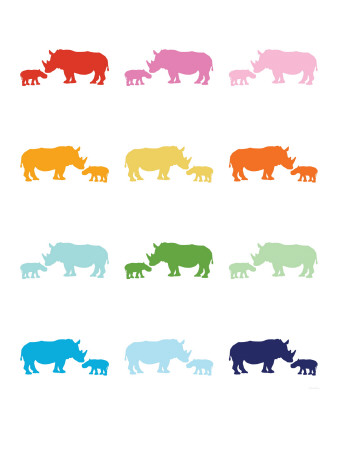 Rainbow Rhinos by Avalisa Pricing Limited Edition Print image