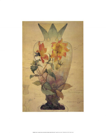 Modele De Vase En Cristal A Decor De Dahlias by Émile Gallé Pricing Limited Edition Print image