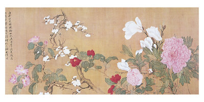 Camelias, Plum Blossoms, Peonies And Mag by Yun Shou-P'ing Pricing Limited Edition Print image