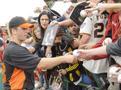 Los Angeles Dodgers V San Francisco Giants, Scottsdale, Az - February 26: Buster Posey by Rob Tringali Pricing Limited Edition Print image