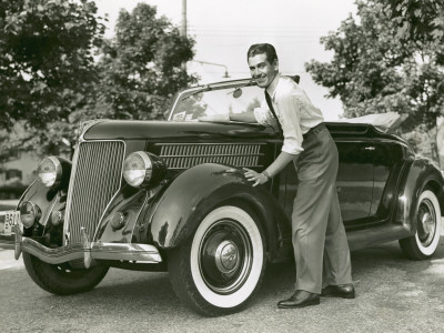 Man Polishing His Ford Car by George Marks Pricing Limited Edition Print image