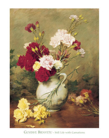 Heritage, Still Life With Carnations by Gustav Bienvetu Pricing Limited Edition Print image