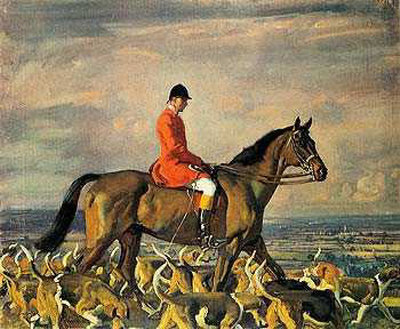 Major T. Bouch And The Belvoir Hounds by Alfred James Munnings Pricing Limited Edition Print image