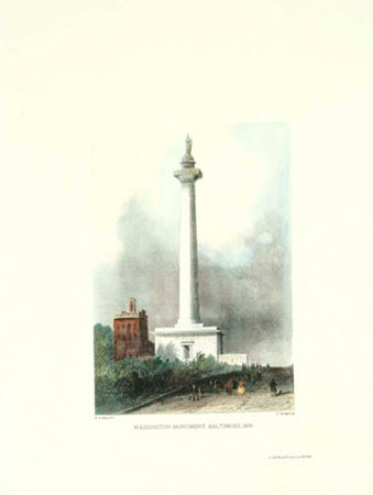 Baltimore-Washington Monument Street Scene by William Henry Bartlett Pricing Limited Edition Print image