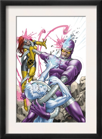 X-Men: First Class #14 Cover: Machine Man, Iceman And Marvel Girl Fighting by Roger Cruz Pricing Limited Edition Print image