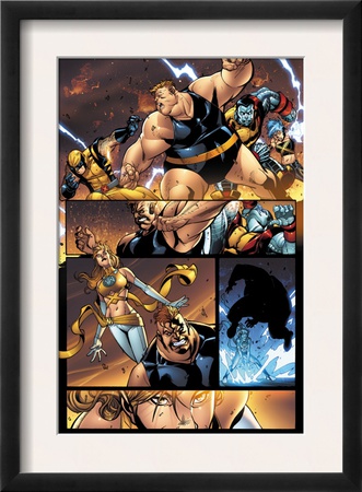 New Warriors #2 Group: Wolverine, Colossus, Blob, Wind Dancer And Surge by Paco Medina Pricing Limited Edition Print image