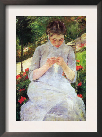 Young Woman Sewing In The Garden by Mary Cassatt Pricing Limited Edition Print image