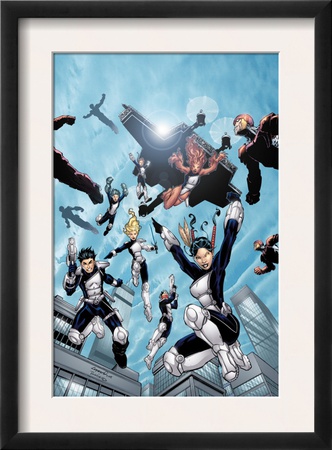 New X-Men #16 Group: Hellion, Moonstar, Quill, Surge, Synch And Wind Dancer by Aaron Lopresti Pricing Limited Edition Print image