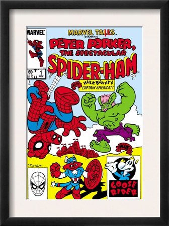 Marvel Tails: Spider-Ham #1 Cover: Spider-Ham, Captain Americat And Hulkbunny Flying by Mark Armstrong Pricing Limited Edition Print image
