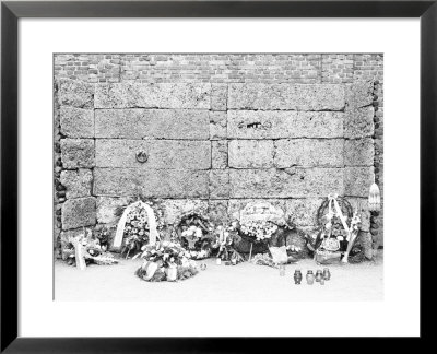 Remake Of The Execution Wall In The Polish Block With Genuine Tributes, Auschwitz, Poland by David Clapp Pricing Limited Edition Print image