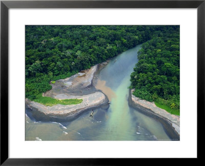 Aerial View Of The Mouth Of Rio Claro River Emptying Into The Ocean, Sirena, Costa Rica by Roy Toft Pricing Limited Edition Print image