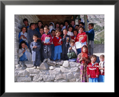 Group Of Children Outside School, Gulmit, Upper Hunza Valley, Pakistan, Asia by Alison Wright Pricing Limited Edition Print image