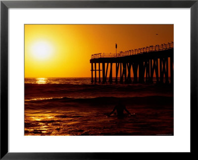 Sunset At Beach, Hermosa Beach, With Jetty In Background by Christina Lease Pricing Limited Edition Print image