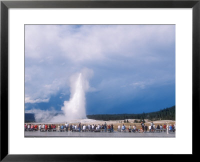 Crowds Gather For One Of The Regular Old Faithful Geyser Eruptions, Yellowstone by Michael S. Lewis Pricing Limited Edition Print image