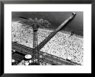 Aerial View Of Parachute Jump Ride, Beach And Boardwalk At Coney Island by Margaret Bourke-White Pricing Limited Edition Print image