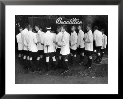 Beautillion Party, Young Men Wearing White Jackets, Bermuda Shorts And Knee Length Socks by Francis Miller Pricing Limited Edition Print image