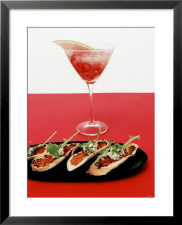 Toasted Bread With Red Pesto And Goat's Cheese, Cocktail by Alexander Van Berge Pricing Limited Edition Print image