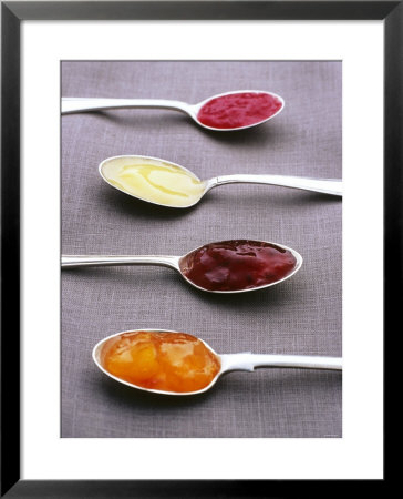 Apricot, Raspberry And Strawberry Jam And Lemon Curd by Maja Smend Pricing Limited Edition Print image