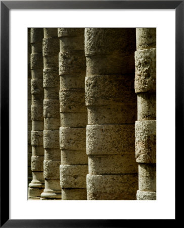 Side Angle View Of Columns Along A Walkway, Asolo, Italy by Todd Gipstein Pricing Limited Edition Print image