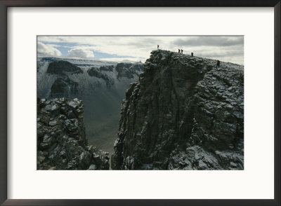 Hikers Climb To The Top Of A Peak Above Antarcticas Wright Valley by Maria Stenzel Pricing Limited Edition Print image