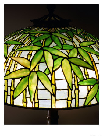 Detail From A Bamboo Leaded Glass And Bronze Table Lamp by Tiffany Studios Pricing Limited Edition Print image