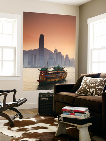 Hong Kong Island Skyline And Tourist Boat Victoria Harbour, Hong Kong, China by Ian Trower Pricing Limited Edition Print image