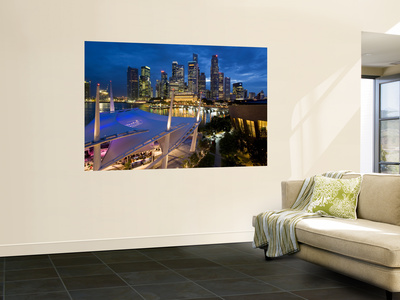 City View At Dusk From The Roof Top Promenade Of Esplanade Theatres On The Bay, Singapore by Peter Adams Pricing Limited Edition Print image