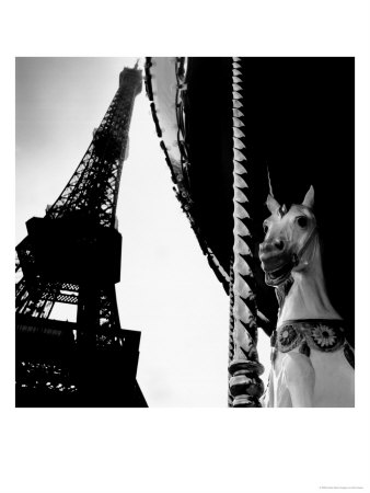 Carousel Horse And Eiffel Tower, Paris, France by Eric Kamp Pricing Limited Edition Print image
