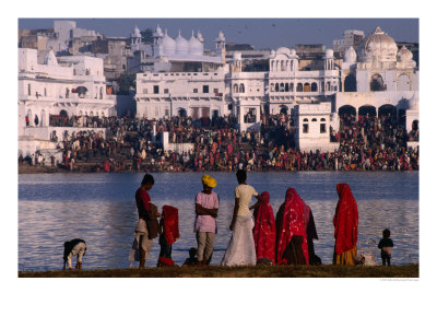 Pilgrims On Ghats Of Pushkar Lake, Pushkar, Rajasthan, India by Dallas Stribley Pricing Limited Edition Print image