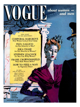 Vogue Cover - November 1942 by Rene Bouet-Willaumez Pricing Limited Edition Print image