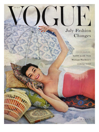 Vogue Cover - July 1954 by Karen Radkai Pricing Limited Edition Print image