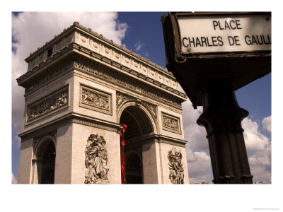 Street Sign Next To Arc De Triomphe, Paris, France by Glenn Beanland Pricing Limited Edition Print image
