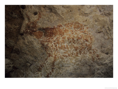 Rock Art Of An Ice Age Animal On A Cave Wall In East Kalimantan by Peter Carsten Pricing Limited Edition Print image
