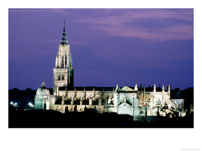 Cathedral Illuminated At Dusk, Toledo, Spain by Jonathan Chester Pricing Limited Edition Print image