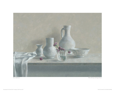 White Still Life With Purple Flowers by Kees Alderliesten Pricing Limited Edition Print image