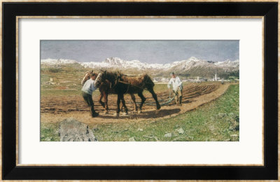 Plowing In The Engadin by Giovanni Segantini Pricing Limited Edition Print image