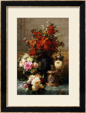 Still Life Of Roses And Other Flowers by Jean Baptiste Claude Robie Pricing Limited Edition Print image
