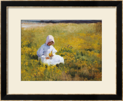 A Young Girl Picking Flowers by Marianne Stokes Pricing Limited Edition Print image