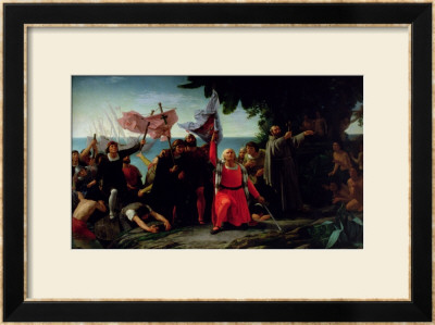 The First Disembarkation Of Christopher Columbus In America, 1862 by Discoro Teofilo De La Puebla Pricing Limited Edition Print image