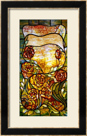 A Leaded Favrile Glass Peony Window Screen by Tiffany Studios Pricing Limited Edition Print image