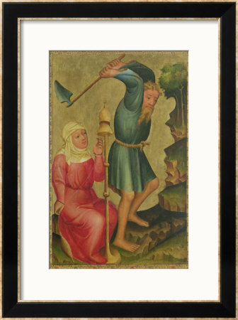 Adam And Eve At Work, Detail From The Grabow Altarpiece, 1379-83 by Master Bertram Of Minden Pricing Limited Edition Print image