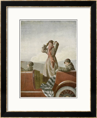 Three Women In A Car by O. Lenbecke Pricing Limited Edition Print image